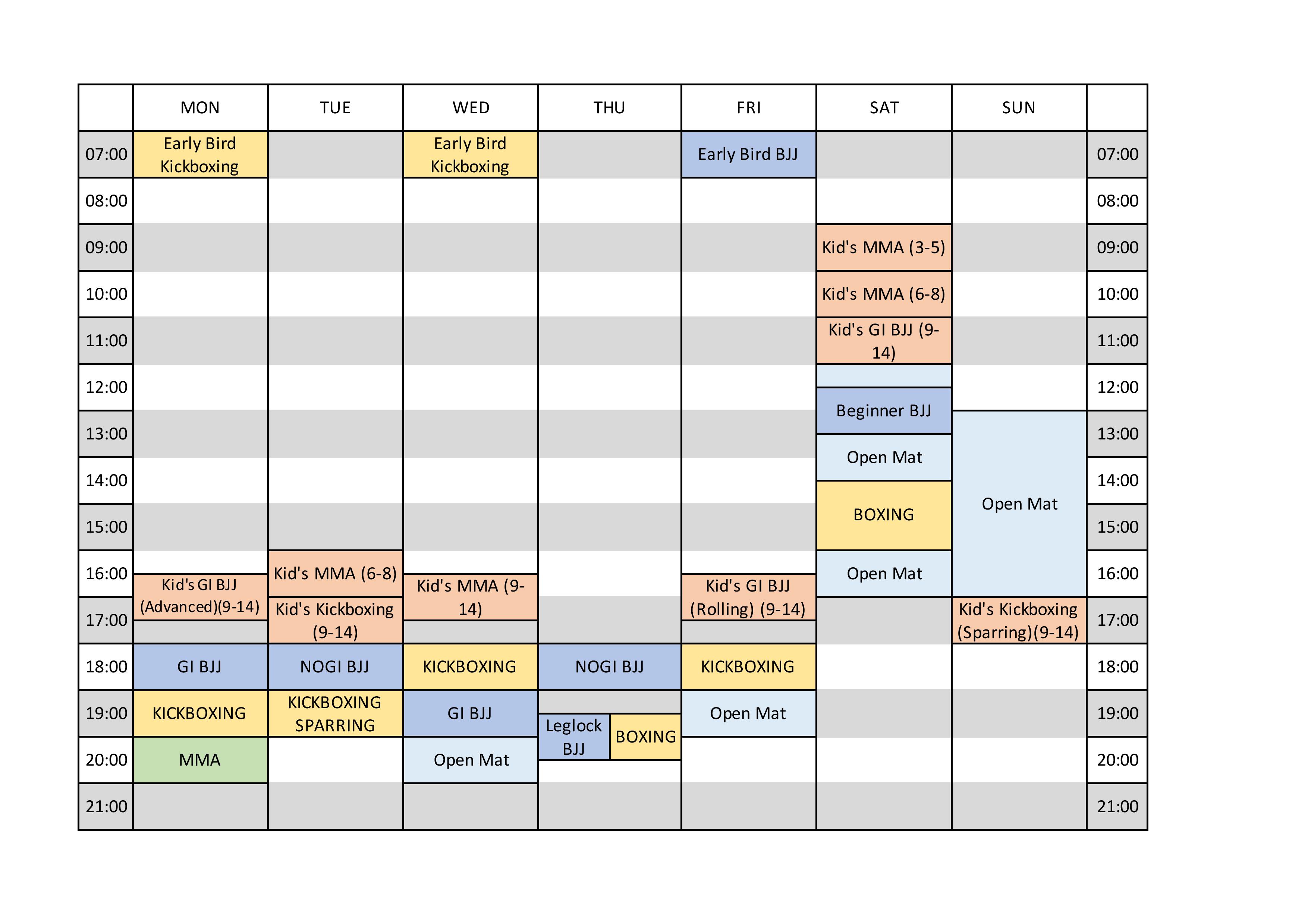 SCHEDULE – Kaizen Academy